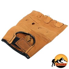 XL Light Brown Fingerless Leather Gloves Durable Gym Work Gloves