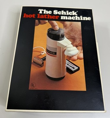 Vintage 1970s Schick Hot Lather Shaving Set Machine W/Refills Prop In Box NOS