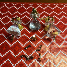 Ornamento angelo ricordi di Natale cristallo Swarovski lotto di 3 rotti con pezzi