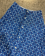 Vintage 70s Novelty Print Circle Skirt Blue Red Whale Print Retro Twee Preppy M