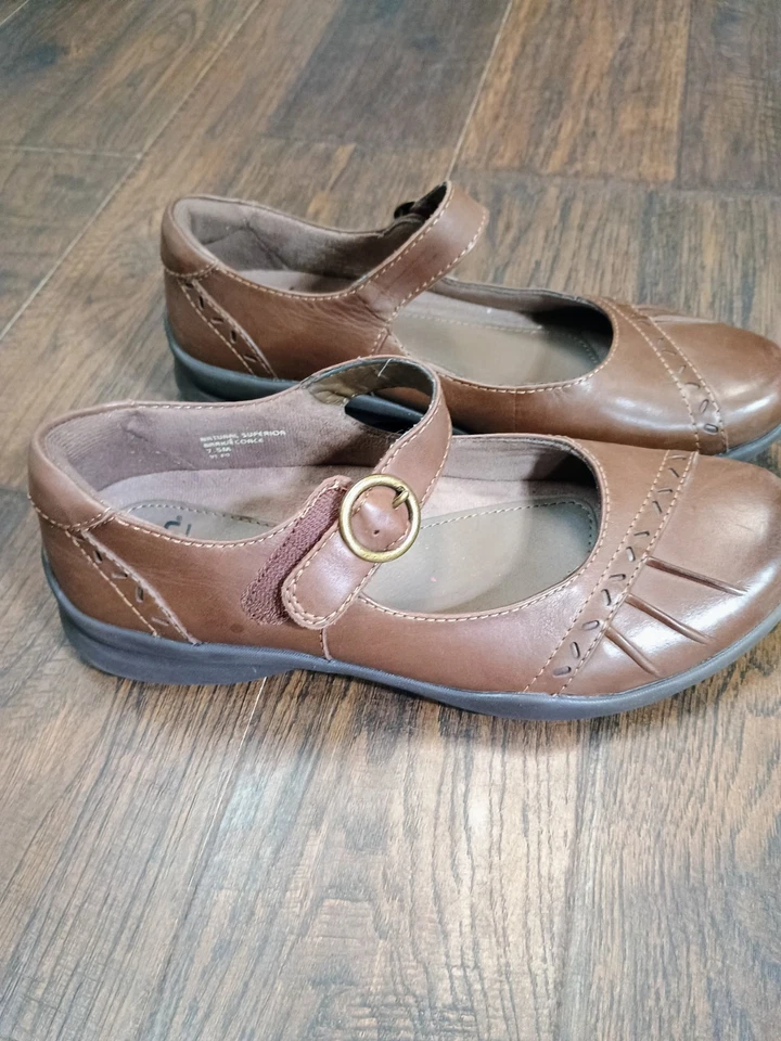 Earth Kalso Mary Jane plano para mujer talla 7,5 cuero marrón Foto 2 de 4