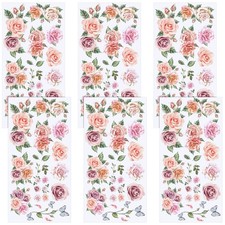 Eaasty 6 Sheets Flower Rub on Transfer Floral Medium, as pictures show