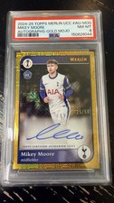 2025 Topps Merlin Chrome UEFA Mikey Moore Gold Mojo auto psa 8 #/50