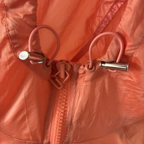 Adidas Fiorucci Jacket Size 10/12 Orange Hooded Windbreaker Side Slits Pocket - Picture 7 of 11