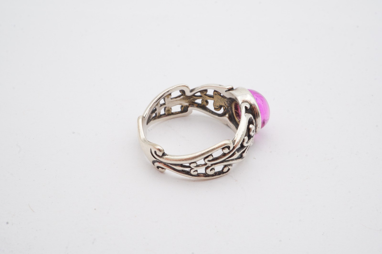 Sterling Silver 925 Ruby Cabochon Ring Size 6.75 - image 3