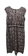 Black And Gold Silver Lace Nightway Brand Fitted Cocktail Dress Size 8