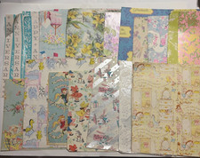 Vintage wrapping paper sheets, children, flowers, animals, birthday