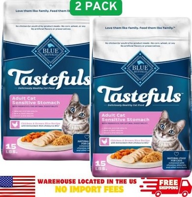 Blue Buffalo Tastefuls Chicken &Brown Rice Sensitive Stomach Dry Cat Food,2x15lb