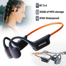 IPX8 Waterproof Bone Conduction Bluetooth Headphones 32G for Swimming  Sports