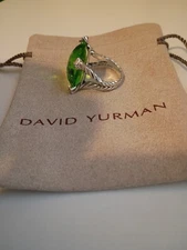 David Yurman Sterling Silver 925 Ring Size 6 Green Quartz
