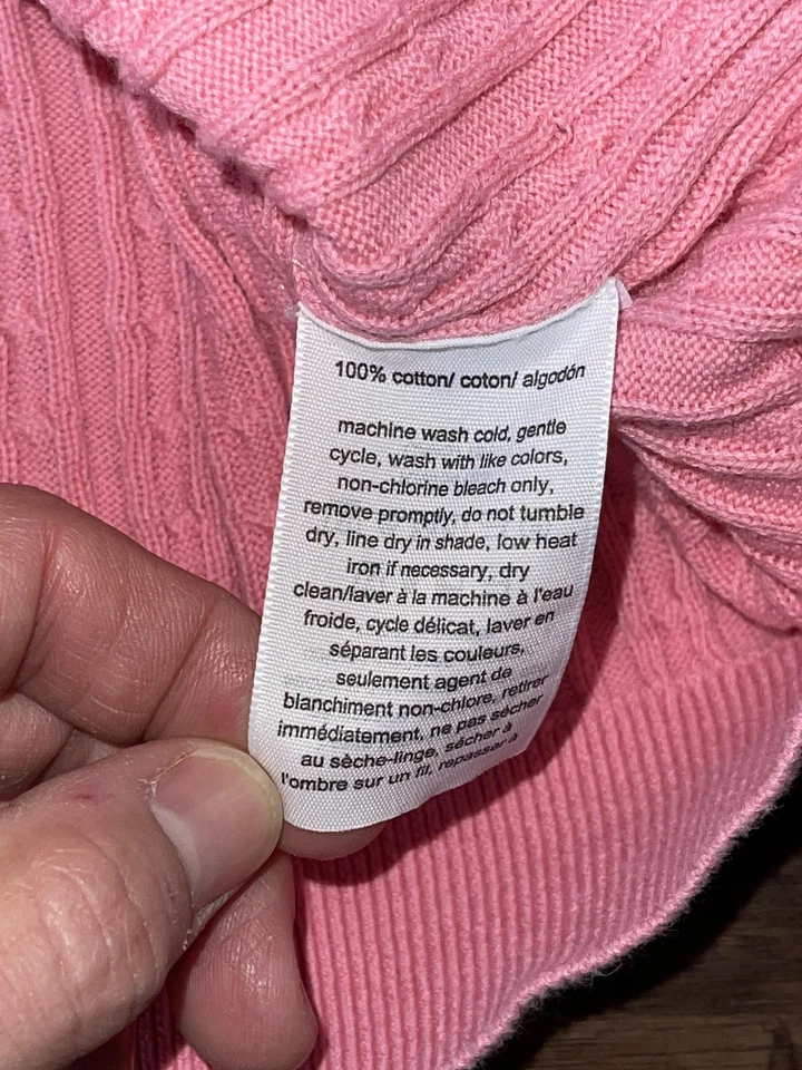 Tommy Hilfiger Suéter Mujer Grande Rosa Tejido con Cable Manga Corta Cuello Redondo Algodón Foto 4 de 4