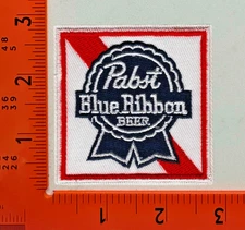 Embroidered Iron-On Patch Pabst Blue Ribbon Beer Logo Vintage Style Badge