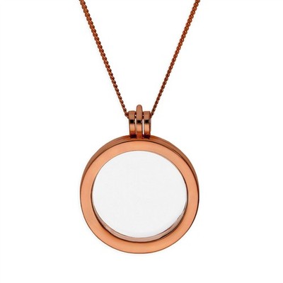 Großes rosévergoldetes Sterlingsilber rundes schwimmendes Charm Medaillon 16-24 Zoll