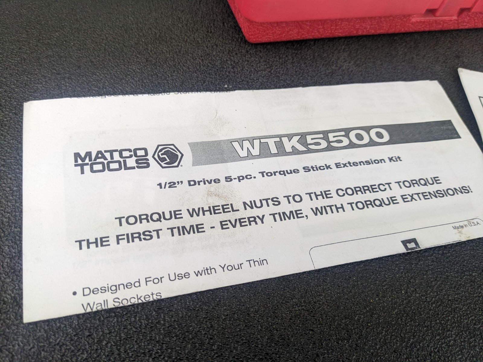 #bm959 Matco Tools WTK5500 5 Piece 1/2in. drive Torque Extension Set