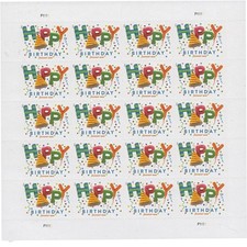 USPS HAPPY BIRTHDAY SHEET OF 20 FIRST CLASS LETTER STAMPS