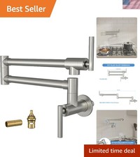 Durable Stainless Steel Pot Filler Faucet in Brushed Nickel - Leak-Free Design