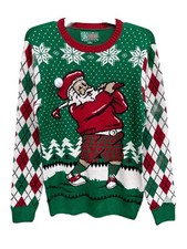 Ugly Christmas Sweater Golfing Santa Size M