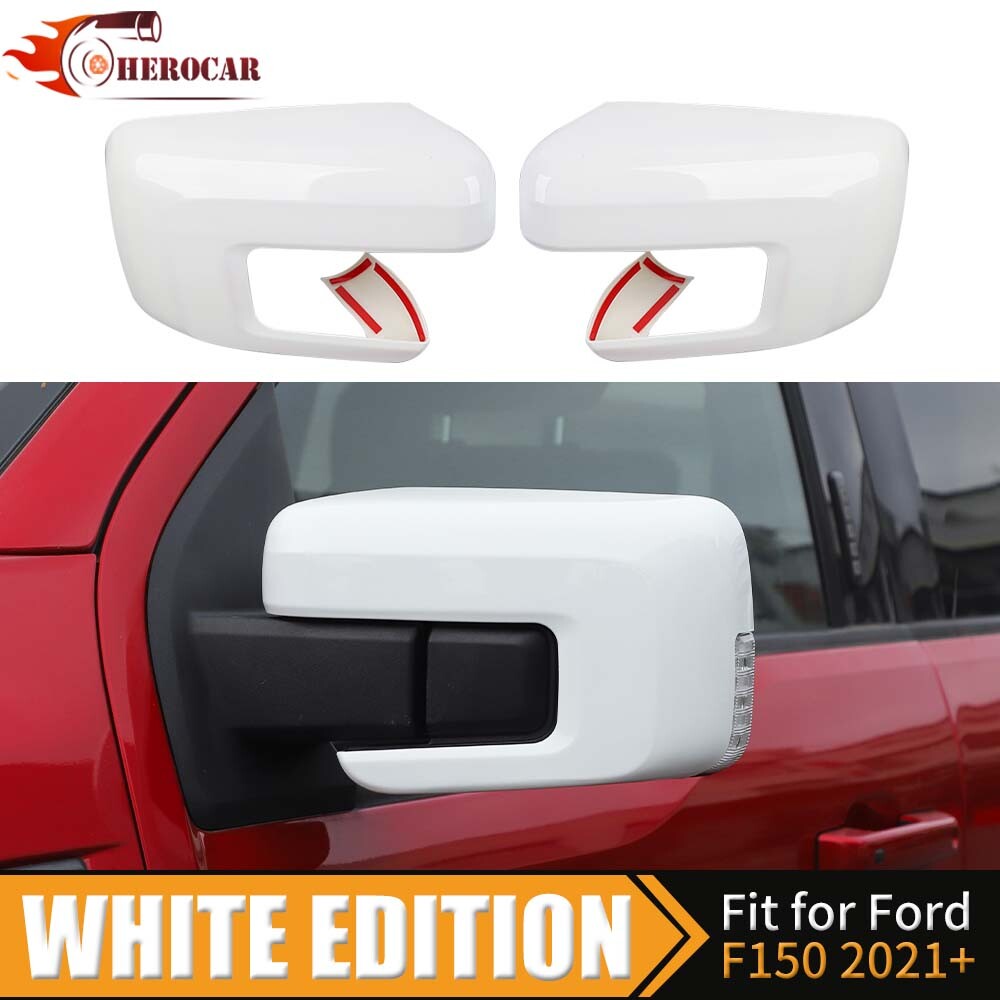 🌟 For 2021-23 2024 Ford F150 Mirror COVERS Overlays W/Signal Hole OXFORD WHITE