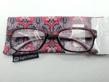 Foster Grant Allegra Red Paisley Reading Glasses 52□19-142 Choose Strength