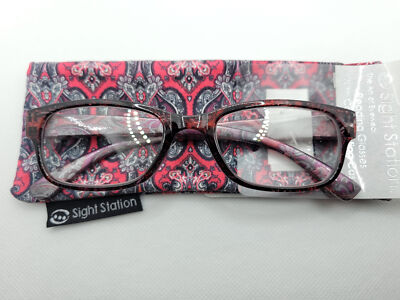 Foster Grant Allegra Red Paisley Reading Glasses 52 19-142 Choose Strength