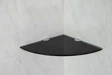 Glass Shelves Wall Mounted Toughened Black Corner Shelf Various Chrome Supports
