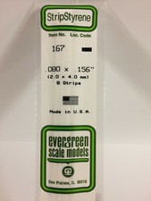 NEW Evergreen Scale Models 167 Strip Styrene .080 x .156 x 14 in 8 Pk