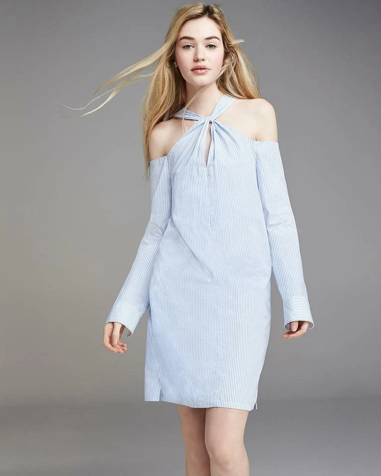 Striped cold store shoulder dress