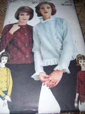 🌼 1963 ADVANCE #3103 - LADIES SINGLE or DOUBLE BREASTED CARDIGAN PATTERN 12 FF