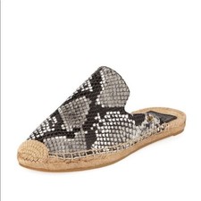 Tory Burch Max Snake Embossed Espadrilles Slides Mules Slip Ons 5.5