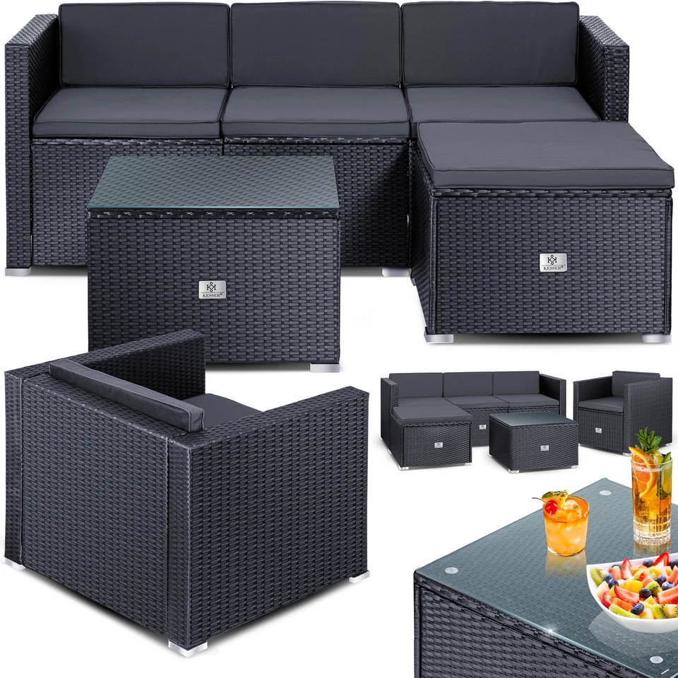 KESSER® Polyrattan Lounge für 4-5 Personen Gartenlounge Sitzgruppe Garten Möbel
