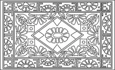 Rug Hooking Pattern "DECO FAN"  on natural linen