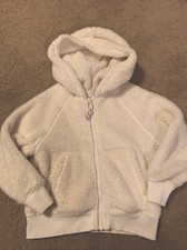 Hanna Andersson Girls 120 6 7 Jacket Furry Winter White Full Zip Hood OEKO TEX