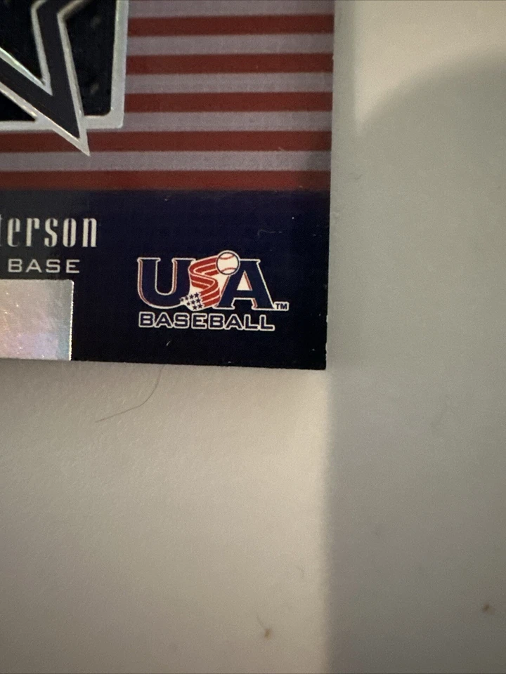 2003 Upper Deck Finite USA Baseball Eric Patterson Stars and Stripes Team Jersey - Image 3 of 4