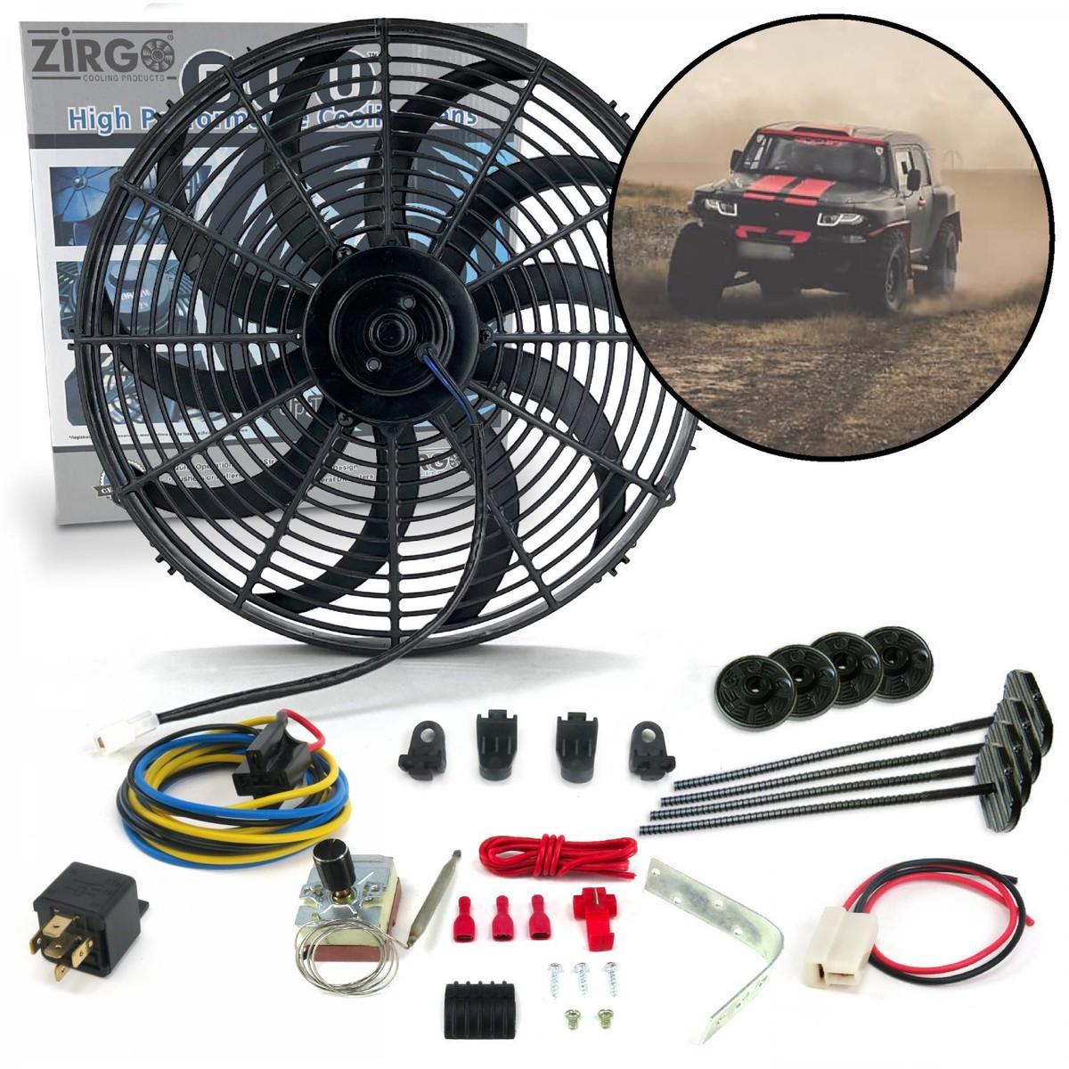 Zirgo High Performance Adjustable 16 Fan Cooling Kit Toyota FJ