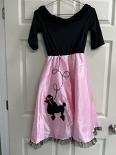 Girls Pink and Black Poodle Skirt Costume - VGUC