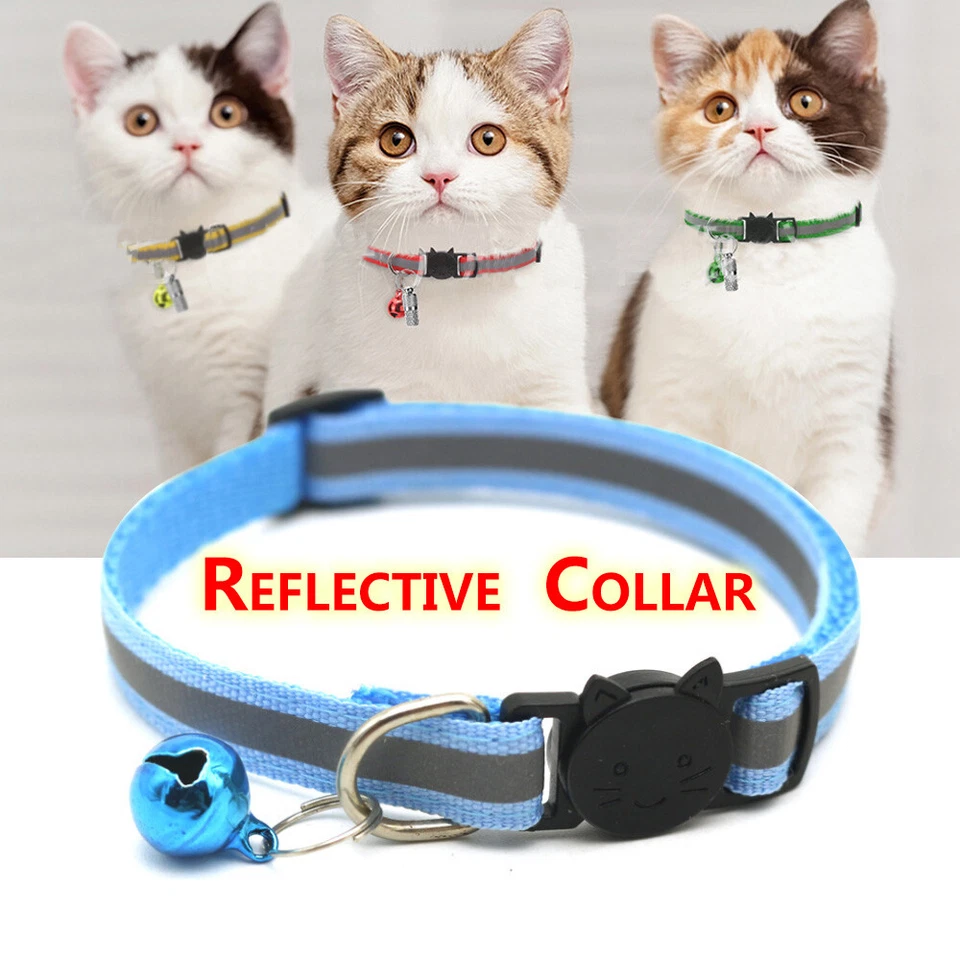 CAT Collar Reflective with Safety Release Breakaway Buckle Kitten Puppy Pet Bell - Image 2 of 4