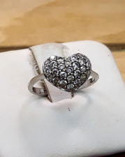 Vintage Heart Design CZ / Sterling Silver Rings Sz 7
