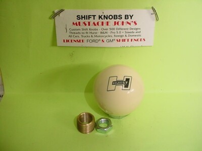 Hurst Logo Shift knob, made in U.S.A, 2'' ( Off White )