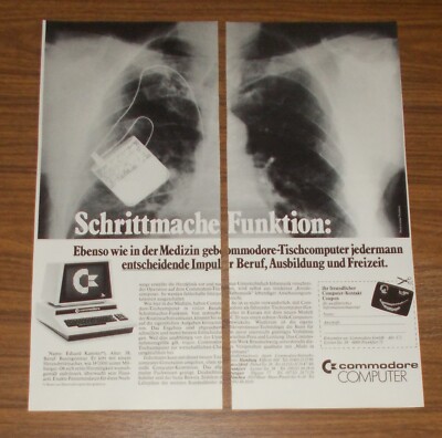 Seltene Werbung COMMODORE Tischcomputer - Schrittmacher-Funktion 1982
