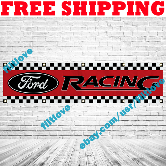 Ford Racing Red 2x8 ft Banner Car Racing Show Garage Wall Decor Sign