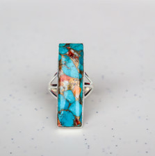 Oyster Turquoise Handmade 925 Sterling Silver Statement Woman Ring All Size R355