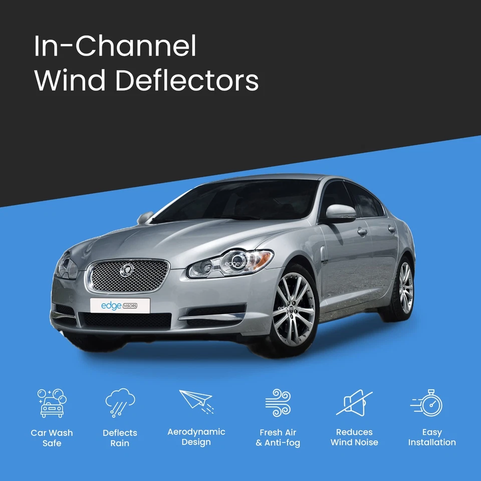 Jaguar XF X250 MK1 2007-2015 4 Door Saloon Wind Deflectors 4pc Tinted - Image 3 of 4