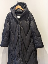 Selected Femme Long Black Puffer Coat With Detachable Sleeves Black Nwt Large 16