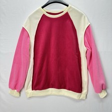 Unbranded Fleece Sweatshirt L Women's Colorblock Crew Neck Long Sleeve Cozy