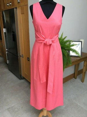 J Crew Coral Pink Sleeveless V-Neck Wrap-Tie Cropped Jumpsuit
