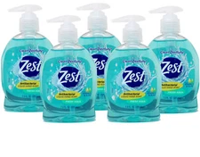 Zest Antibacterial Hand Soap, Vitamin E & Aloe Fresh Aqua, 7.5 Fl Oz - 5 Pack