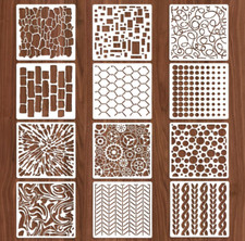 8 Pcs Stencils for Crafts Reusable, Texture Stencils for Painting, Layering 5.9"