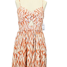 Nine West Maxi Sun Dress Smocked Back Strappy High-Low Size Small Aztec Bohemian