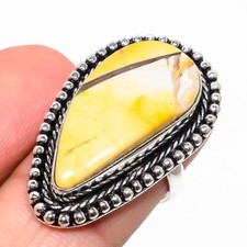 Natural Mookaite Gemstone Handmade 925 Sterling Silver Ring Size 6.5 US 
