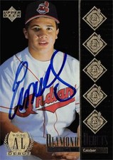 Einar Diaz autographed Baseball Card 1997 Upper Deck Diamond Debuts Rookie #483